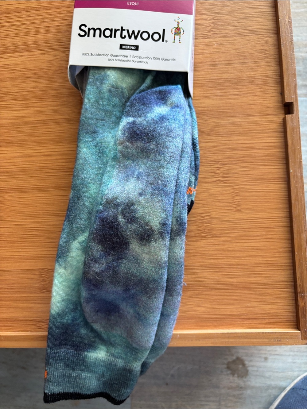 Smartwool Unisex Ski Socks - Blue Green Tie-Dye - Picture 2 of 4